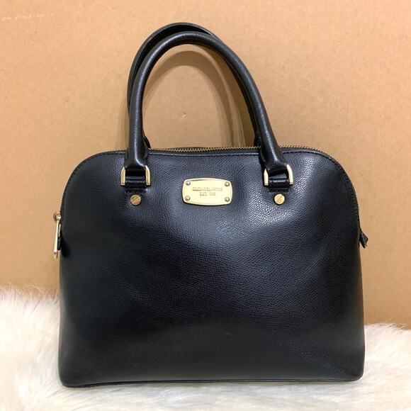 MICHAEL KORS Black Crossgrain Leather CINDY Slim Dome Satchel - Picture 7 of 15